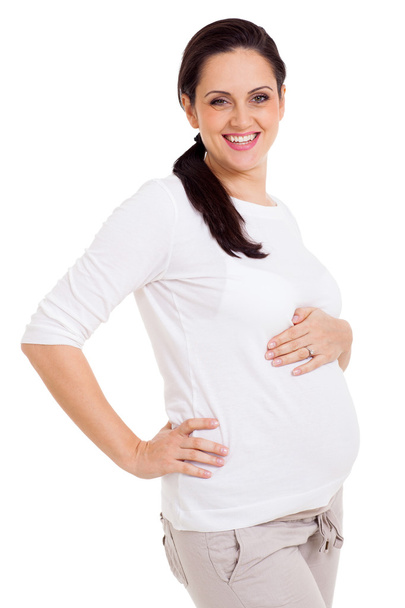 pregnant woman in casual clothes - Фото, изображение