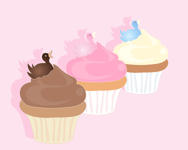 eend cupcakes - Vector, afbeelding