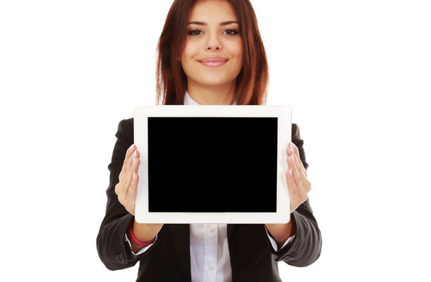 Empresária segurando tablet eletrônico
 - Foto, Imagem