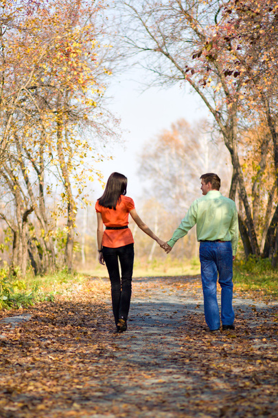 Young couple walking in the park - Φωτογραφία, εικόνα