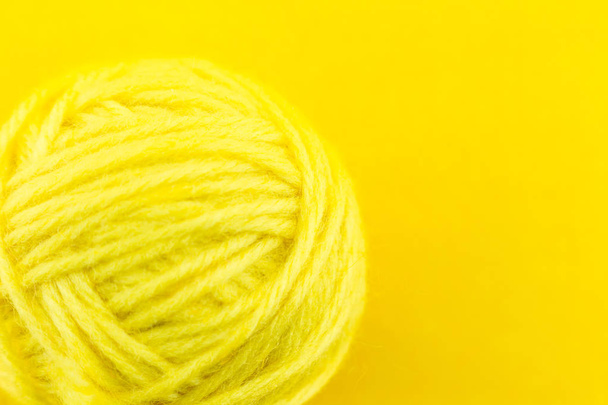 yarn color yellow on yellow background. - Photo, Image