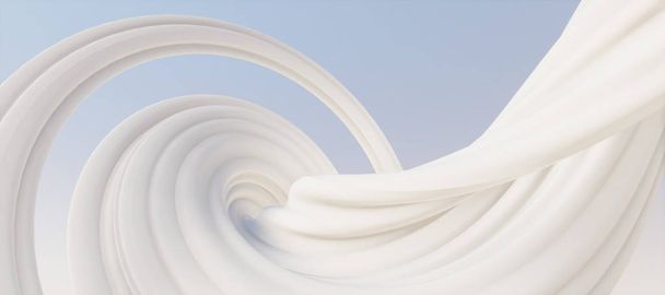 Fond panoramique abstrait coloré : courbe géométrique blanche mate. (Plaque arrière de voiture, illustration numérique de rendu 3D.) - Photo, image
