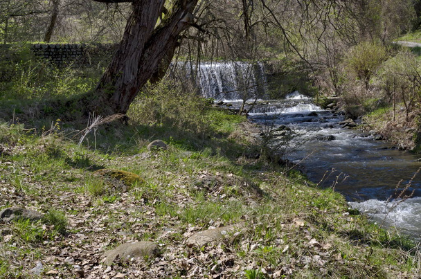 Pohled na vodopád v řece Bistritsa u obce Pancharevo, místo pro turistiku a cestování v pohoří Vitosha, Bulharsko - Fotografie, Obrázek