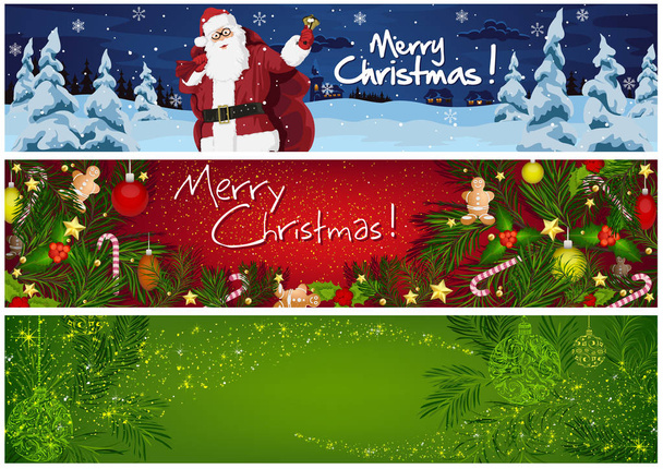 Colección de tres banners de Navidad
 - Vector, imagen