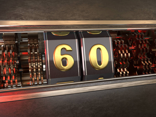 number 60 (number sixty) style of slot machine - Foto, Imagen