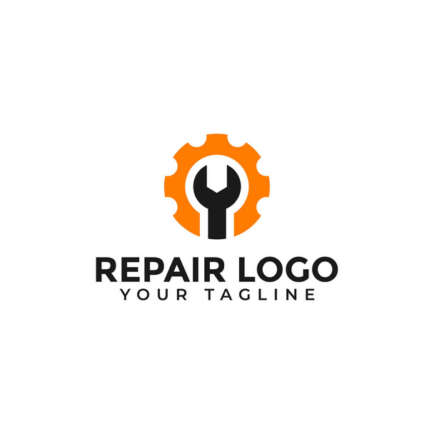 Schraubenschlüssel und Getriebe, Reparatur, Fixiermaschine, Wartung Logo Design - Vektor, Bild