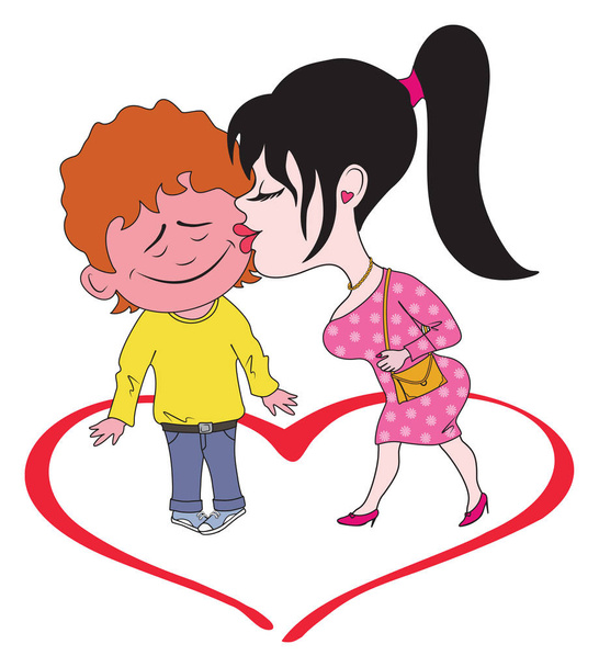 Love. Vector illustration with young couple. - Vector, afbeelding