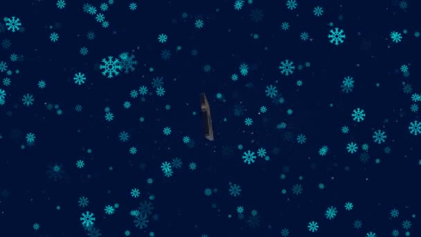 Animasyon Noel skeci, koyu mavi bir alanda uçan kar tanelerinin arka planında mutlu bir 2020 dileği. - Video, Çekim