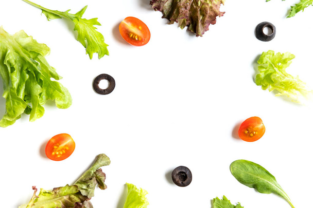 Various hydroponics vegetables isolated on white background with - Valokuva, kuva