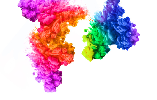 Rainbow su akrilik mürekkep. renk patlaması - Fotoğraf, Görsel