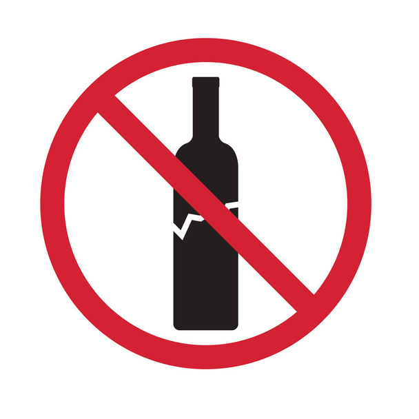 no se permite vidrio, botella de vino roto icon- vector ilustración
 - Vector, imagen
