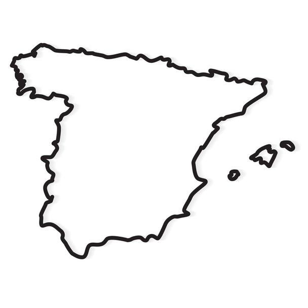İspanya haritası- vektör illüstrasyonunun siyah çizgisi - Vektör, Görsel