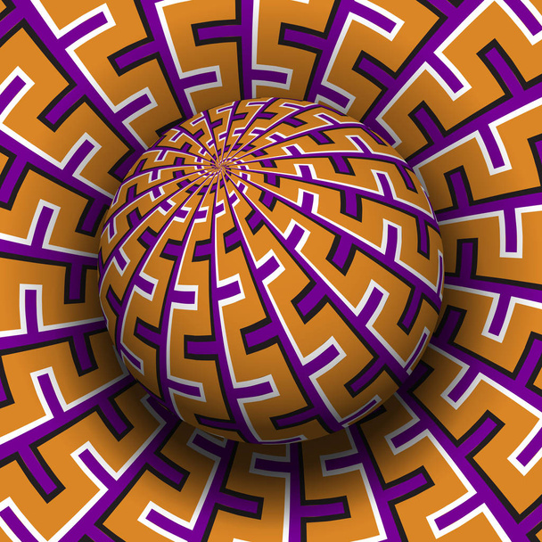 La sphère à motifs s'élève au-dessus de la même surface. Illustration vectorielle hypnotique illusion optique
. - Vecteur, image