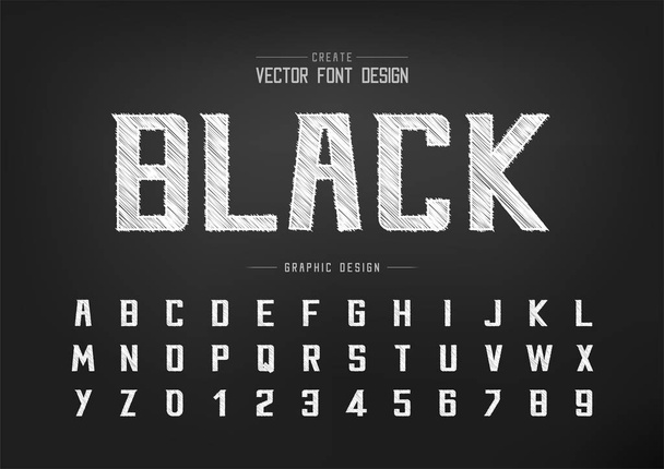 Sketch Font ja aakkoset vektori, Chalk Bold Modern Typeface ja kirjainnumero Graafinen teksti suunnittelu
 - Vektori, kuva
