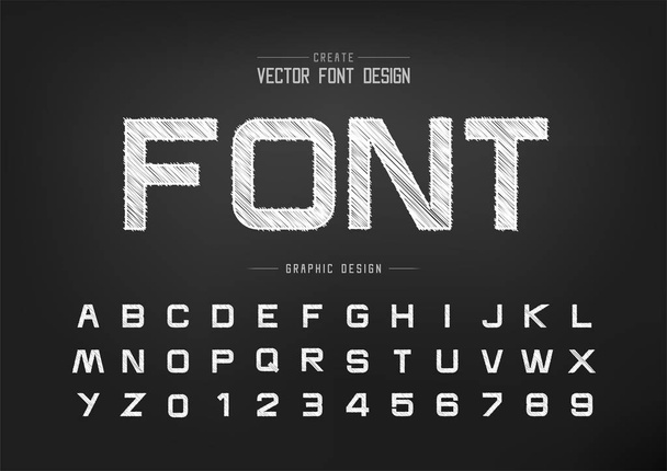 Sketch Font and alphabet vector, Chalk Design typeface letter and number, Graphic text on background - Vector, Image