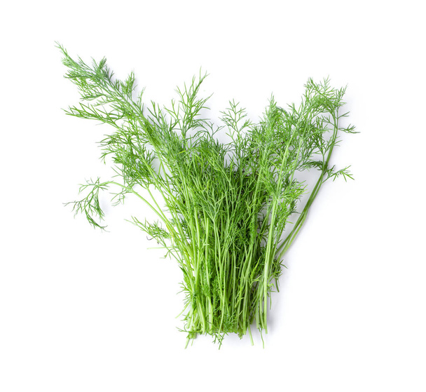 bunch fresh, green dill on a white background . top view - Photo, Image