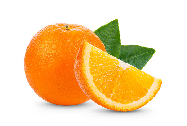 Ripe half of orange citrus fruit isolated on white background Full depth of field - Foto, immagini