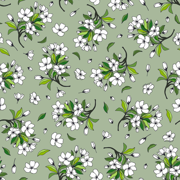 stylish seamless pattern with flowers, vector illustration - Vector, Image