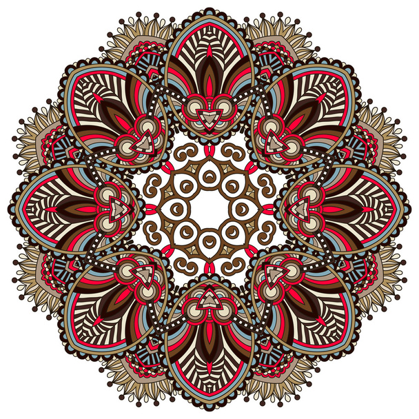 Circle lace ornament, round ornamental geometric doily pattern - Vektor, Bild