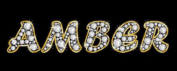 το κεχριμπάρι όνομα όλυρα bling διαμαντιών, με λαμπρό, λαμπρό χρυσό πλαίσιο - Φωτογραφία, εικόνα