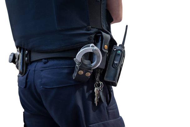 Police man with gun belt.Cutout - Фото, изображение