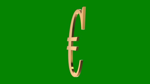 Das goldene Euro-Währungssymbol der Europäischen Union, eine Kurzbezeichnung für den Namen der Währungseinheit, rotiert auf grünem Hintergrund - Filmmaterial, Video