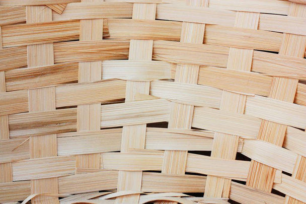 Wicker yellow straw basket close up view - Photo, Image