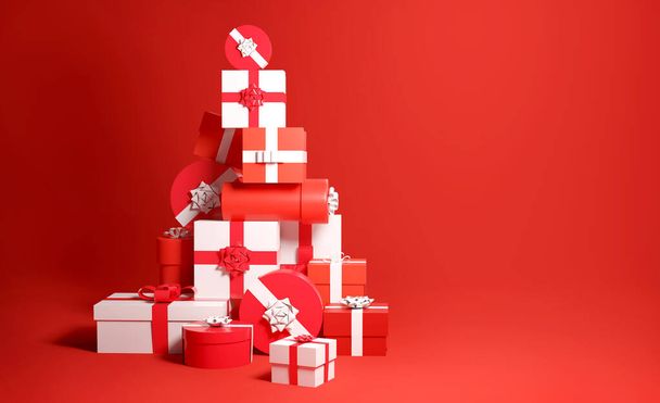 Christmas Gift and Presents In A Tree Shape - Foto, Bild