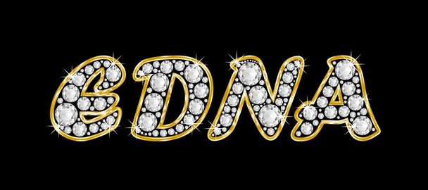 το όνομα edna γραμμένο bling διαμαντιών, με λαμπρό, λαμπρό χρυσό πλαίσιο - Φωτογραφία, εικόνα