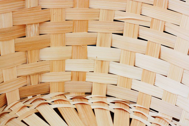 Wicker yellow straw basket close up view - Photo, Image