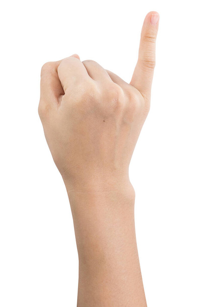 různá gesta a znamení ženské ruky izolované na bílém pozadí s výstřižkovou cestou. - Fotografie, Obrázek