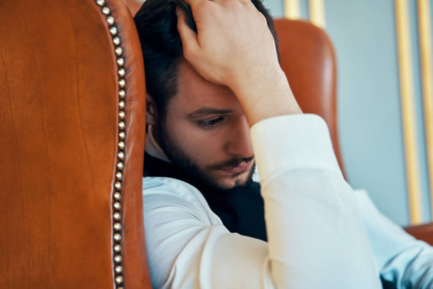 Portrait of stressed despair young man. Depression concept - Foto, Imagen