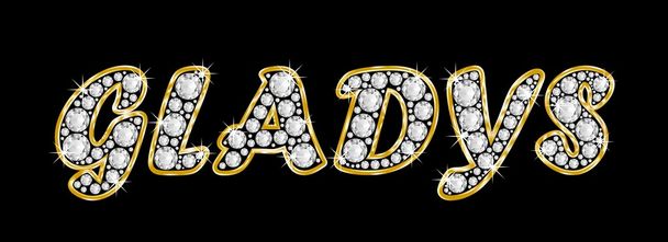 O nome Gladys soletrado em diamantes bling, com brilhante, brilhante moldura dourada
 - Foto, Imagem