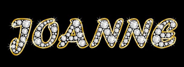 O nome Joanne soletrado em diamantes bling, com brilhante, brilhante moldura dourada
 - Foto, Imagem