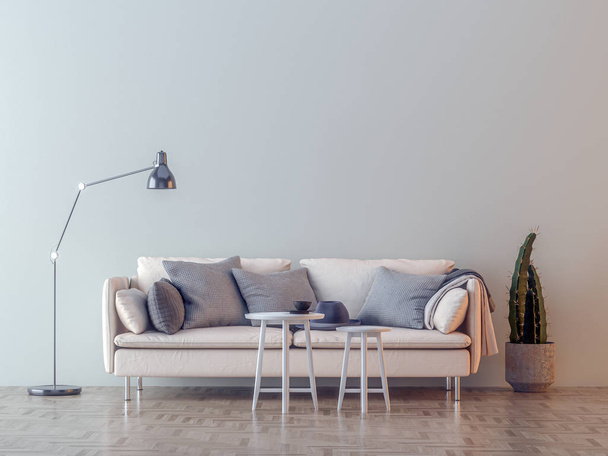 Белый диван в пустой комнате
 - Фото, изображение