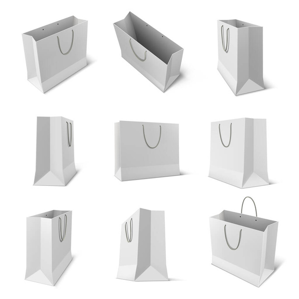 Sada izolovaných papírových sáčků pro obchod nebo sklad - Vektor, obrázek