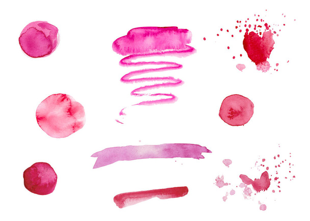 バレンタインデーのためのピンクの水彩のテクスチャのセット。円 - 写真・画像