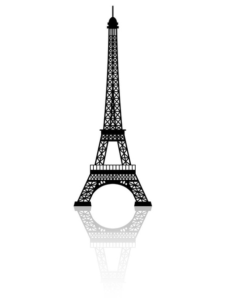 Silhueta da Torre Eiffel com vetor de efeito espelho sobre um fundo branco
  - Vetor, Imagem