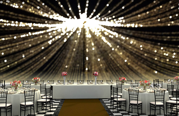 Illustration 3D d'une réception de mariage
 - Photo, image
