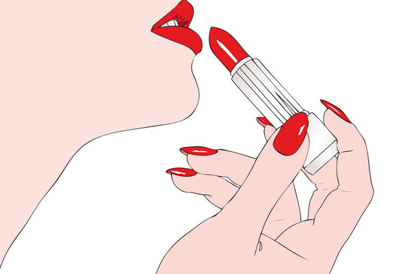 Femme avec rouge à lèvres
 - Photo, image