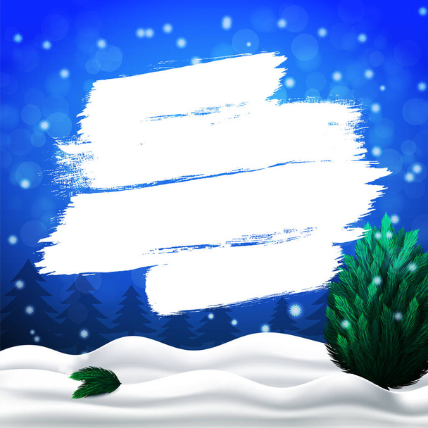 Christmas blue background, winter landscape, fall snowflake and snow. Vector illustration template - Vector, Image