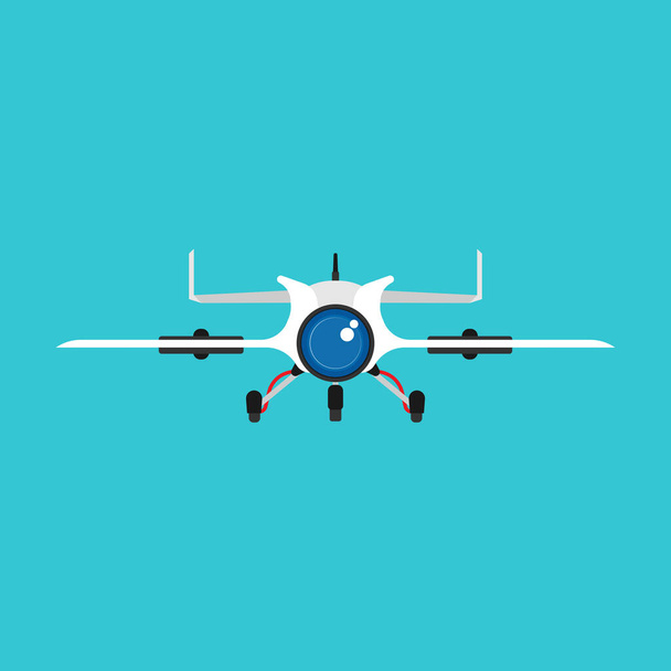 Quadcopter front view vector flat icon. Drone air remote control - Vektör, Görsel