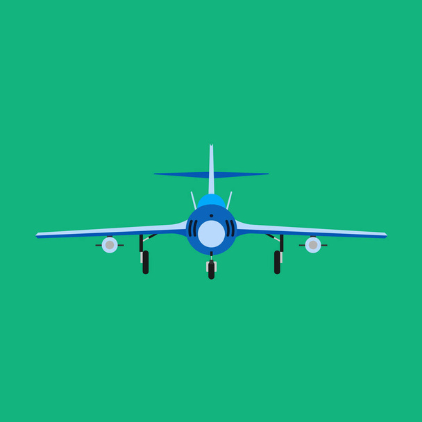 Fighter aircraft vector icon military plane front view. Supersonic - Vector, imagen