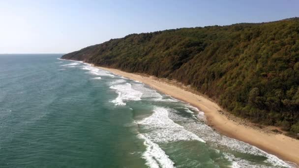 View of drone to the beautiful beach of Black Sea. Beach Irakli - Footage, Video