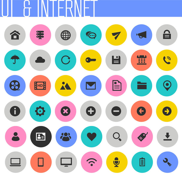 Иконки пользовательского интерфейса и Интернета, модные плоские иконки
 - Вектор,изображение