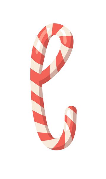 Cartoon vector illustration Christmas Candy Cane. Hand drawn font. Actual Creative Holidays sweet alphabet and letter E - Vector, Image