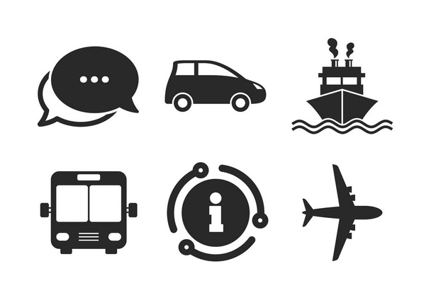 Iconos de transporte. Coche, Avión, Autobús y Nave. Vector
 - Vector, imagen