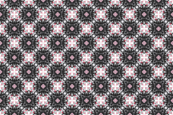 Akvarell zökkenőmentes geometriai minta. Piros, fekete, fehér kólóban. - Fotó, kép