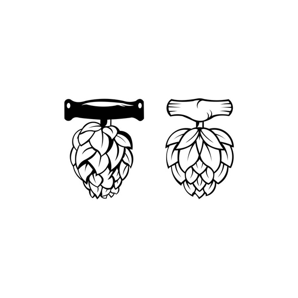  BREWING LABEL LOGO DESIGN VECTOR, Hop emblem icon label logo, Premium Quality Beer Hops Label
 - Вектор,изображение