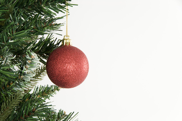 Karácsonyfa és dísz-fehér háttér - Fotó, kép